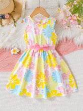 Girls Dress Watermelon Banana & Flower Pattern Beach Vacation Slip Dress For Summer
